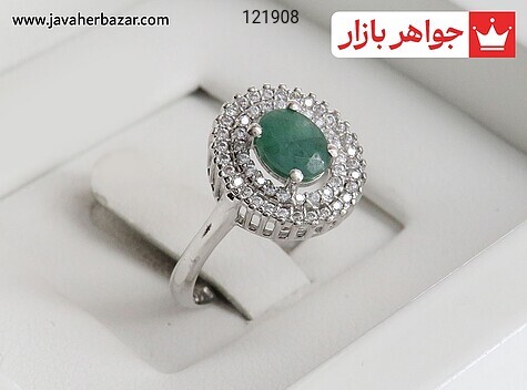 انگشتر نقره زمرد زامبیا طرح سروناز زنانه - 121908