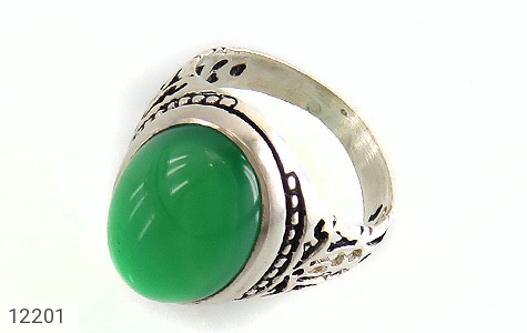 انگشتر نقره عقیق سبز درشت طرح پاشا مردانه - 12201