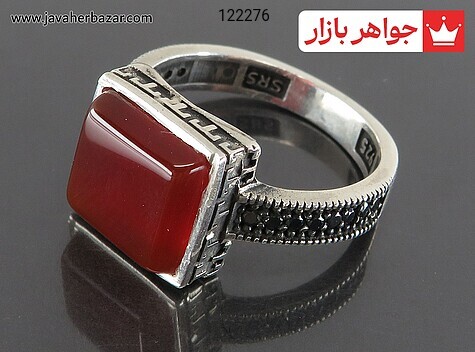 انگشتر سنگی نقره عقیق قرمز مردانه میکروستینگ - 122276