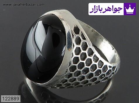 انگشتر نقره عقیق سیاه اسپرت مردانه - 122889