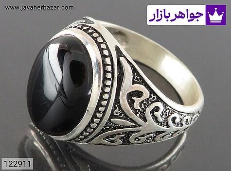انگشتر نقره عقیق سیاه دامله مردانه - 122911