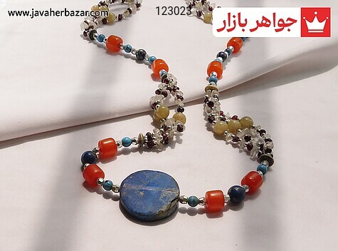 سینه ریز عقیق و گارنت و لاجورد و در فیروزه سنتاتیک - 123023