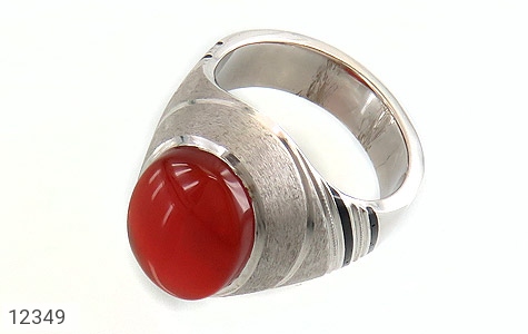 انگشتر نقره عقیق یمنی قرمز خوش رنگ مردانه دست ساز - 12349