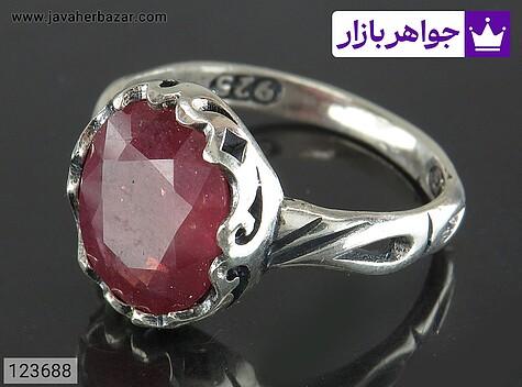 انگشتر یاقوت قرمز مردانه انگشتر نقره یاقوت قرمز شیک مردانه - 123688