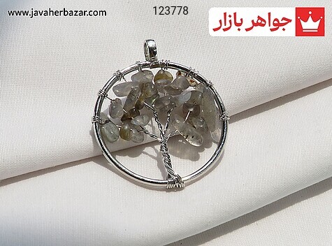 گردنبند استیل مدال استیل لابرادوریت طرح درخت زندگی - 123778