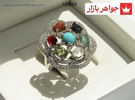 انگشتر نقره چندنگین زنانه - 123869