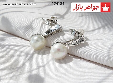 گوشواره نقره مروارید طرح تلما - 124184