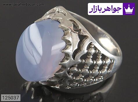 انگشتر نقره عقیق یمنی کبود رکاب طرح ضریح مردانه - 125037