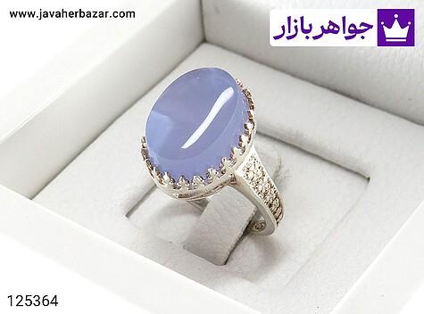 انگشتر عقیق یمنی زنانه انگشتر نقره عقیق یمنی کبود خوشرنگ زنانه - 125364