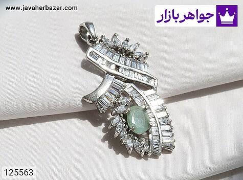 مدال نقره زمرد هندی مجلسی فول نگین زنانه - 125563