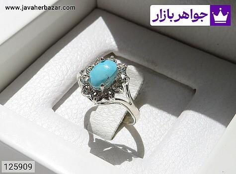 انگشتر فیروزه انگشتر نقره فیروزه نیشابوری طرح شیرین زنانه - 125909