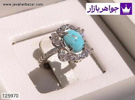 انگشتر نقره فیروزه نیشابوری طرح گلناز زنانه - 125970