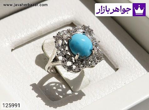 انگشتر فیروزه نیشابوری زنانه انگشتر نقره فیروزه نیشابوری خوشرنگ زنانه - 125991