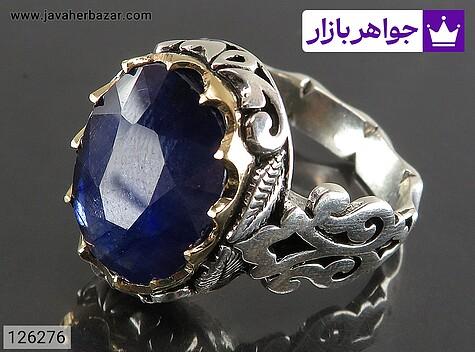 انگشتر نقره یاقوت الماس تراش مردانه - 126276