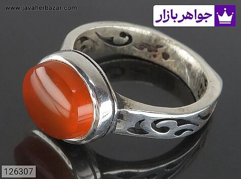 انگشتر عقیق یمنی نارنجی مردانه انگشتر نقره عقیق یمنی نارنجی کلاسیک مردانه - 126307