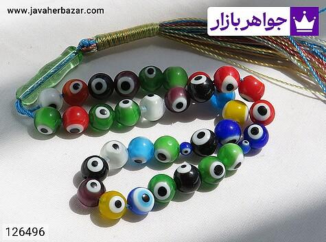 تسبیح 33 دانه شیشه ای طرح چشم - 126496