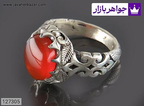 انگشتر عقیق یمنی نارنجی مردانه انگشتر نقره عقیق یمنی نارنجی خوشرنگ مردانه - 127305