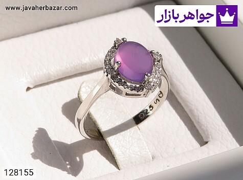 انگشتر عقیق یمنی زنانه انگشتر نقره عقیق یمنی کبود زنانه - 128155