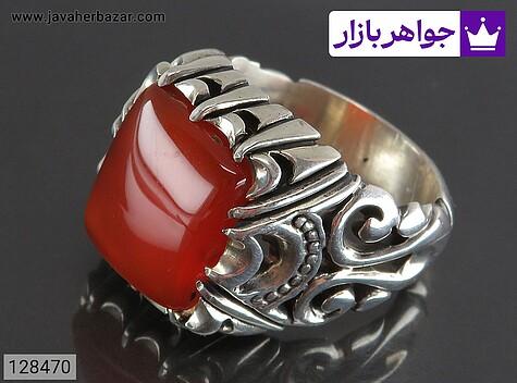 انگشتر عقیق یمنی قرمز مردانه انگشتر نقره عقیق یمنی قرمز لوکس مردانه دست ساز - 128470