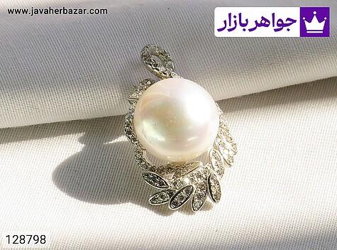 مدال مروارید زنانه مدال نقره مروارید طرح نسترن زنانه - 128798