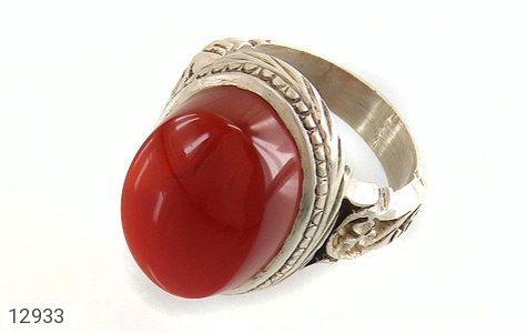 انگشتر نقره عقیق یمنی قرمز سرخ خوش رنگ شاهانه مردانه دست ساز - 12933