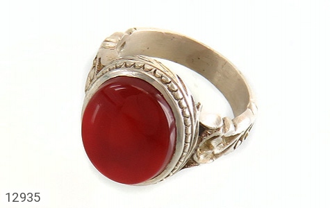 انگشتر نقره عقیق یمنی قرمز سرخ طرح سنتی ارزشمند مردانه دست ساز - 12935