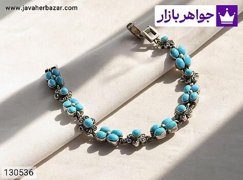دستبند فیروزه نیشابوری زنانه دستبند نقره فیروزه نیشابوری بی نظیر زنانه - 130536