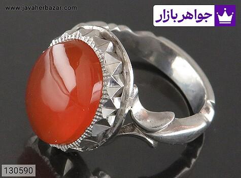 انگشتر عقیق یمنی نارنجی مردانه انگشتر نقره عقیق یمنی نارنجی لوکس مردانه دست ساز - 130590