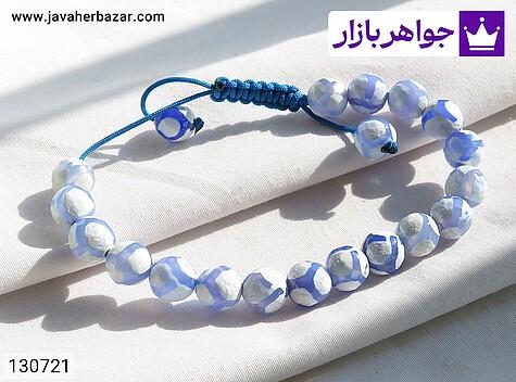 دستبند سنگی عقیق زنانه دستبند سنگ عقیق آبی با طراحی زیبا و خاص - 130721