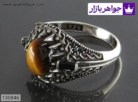 انگشتر چشم ببر مردانه انگشتر نقره چشم ببر خوشرنگ مردانه میکروستینگ - 130846