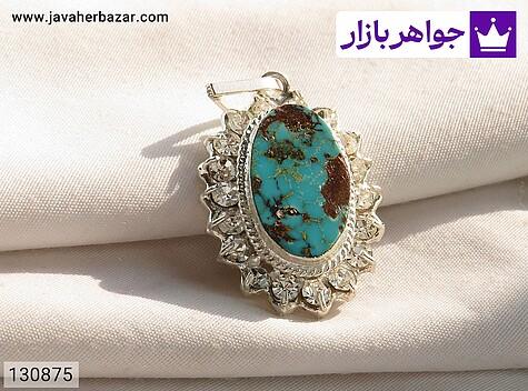 مدال فیروزه نیشابوری زنانه گردنبند نقره فیروزه نیشابوری خوش طرح زنانه - 130875