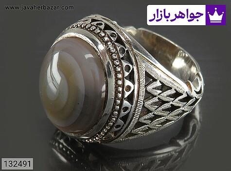 انگشتر نقره عقیق یمنی باباقوری مردانه دست ساز - 132491