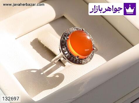 انگشتر عقیق یمنی نارنجی زنانه انگشتر نقره عقیق یمنی نارنجی طرح بهار زنانه - 132697