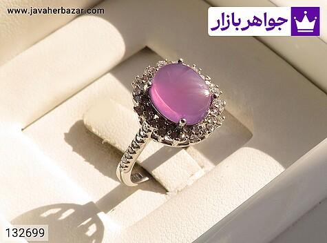 انگشتر عقیق یمنی زنانه انگشتر نقره عقیق یمنی کبود طرح درسا زنانه - 132699