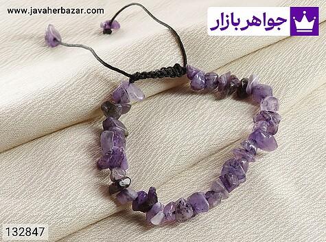 دستبند آمتیست تراش طبیعی بسیار زیبا - 132847
