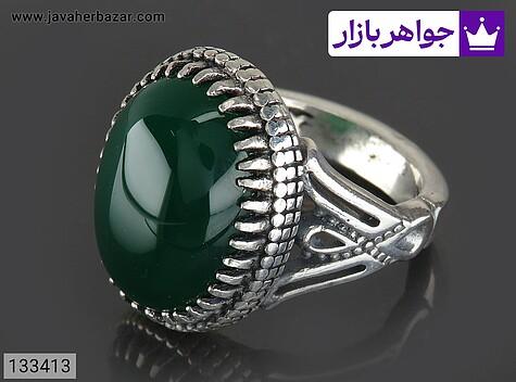 انگشتر عقیق سبز مردانه انگشتر نقره عقیق سبز طرح انگشتر سردار سلیمانی مردانه - 133413