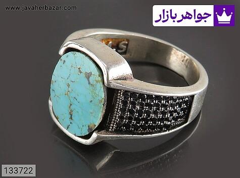 انگشتر فیروزه نیشابوری مردانه انگشتر نقره فیروزه نیشابوری زیبا مردانه میکروستینگ - 133722