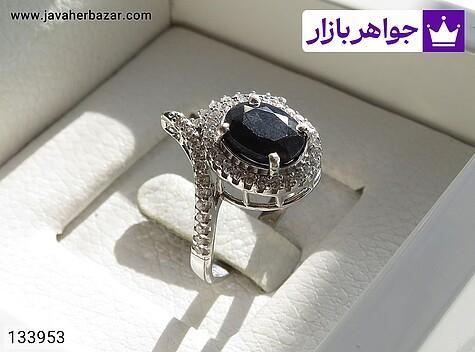 انگشتر نقره یاقوت آفریقایی سیاه طرح شعله زنانه - 133953