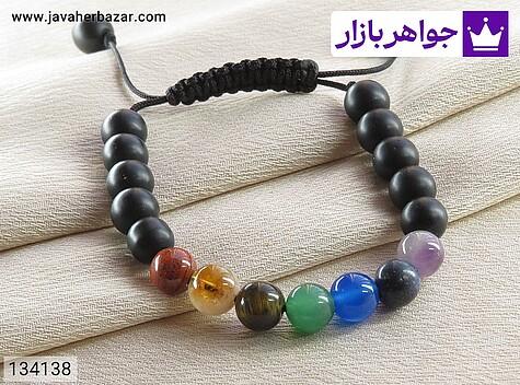 دستبند سنگی چندنگین دستبند با سنگ های طبیعی هفت چاکرا یک کار بسیار جذاب - 134138