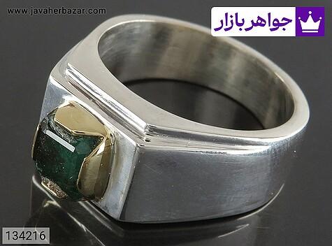 انگشتر زمرد زامبیا مردانه انگشتر نقره زمرد زامبیا کلاسیک مردانه دست ساز تاج برنجی - 134216