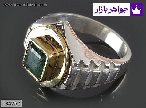 انگشتر نقره زمرد زامبیا بی نظیر مردانه دست ساز تاج برنجی - 134252