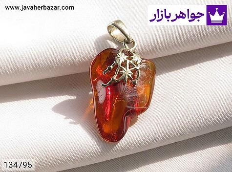 مدال کهربا بولونی لهستان زنانه گردنبند نقره کهربا بولونی لهستان شیک زنانه - 134795