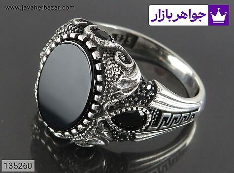 انگشتر نقره عقیق سیاه مردانه میکروستینگ - 135260