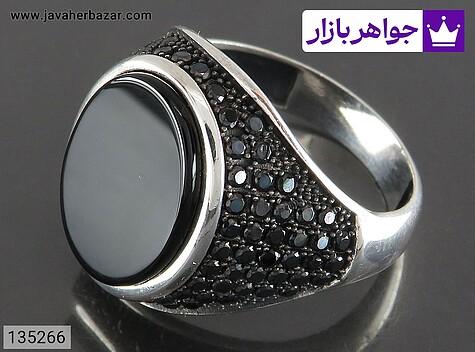 انگشتر عقیق سیاه مردانه انگشتر نقره عقیق سیاه مردانه - 135266