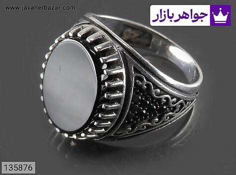 انگشتر عقیق سیاه مردانه انگشتر نقره عقیق سیاه اسپرت مردانه میکروستینگ - 135876