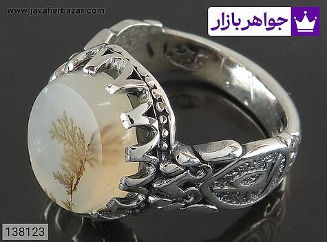 انگشتر عقیق مردانه انگشتر نقره عقیق شجر رکاب علی مردانه - 138123