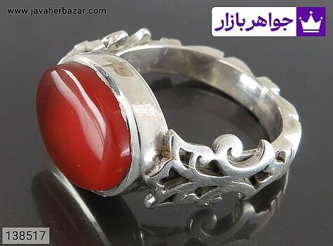 انگشتر عقیق یمنی قرمز مردانه انگشتر نقره عقیق یمنی قرمز فاخر مردانه دست ساز - 138517