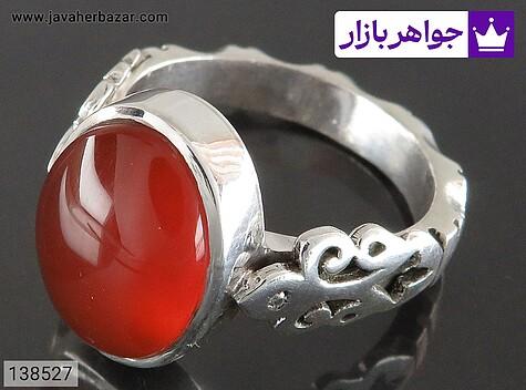 انگشتر نقره عقیق یمنی نارنجی بی نظیر مردانه دست ساز - 138527