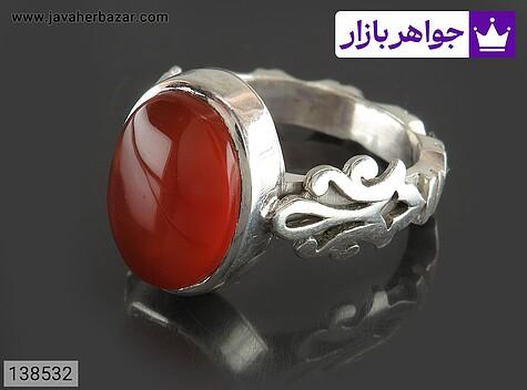 انگشتر نقره عقیق یمنی نارنجی شیک مردانه دست ساز - 138532