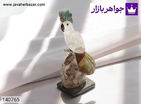 تندیس کوارتز و چشم ببر و رودونیت تندیس کوارتز و چشم ببر و رودونیت طرح طوطی - 140765